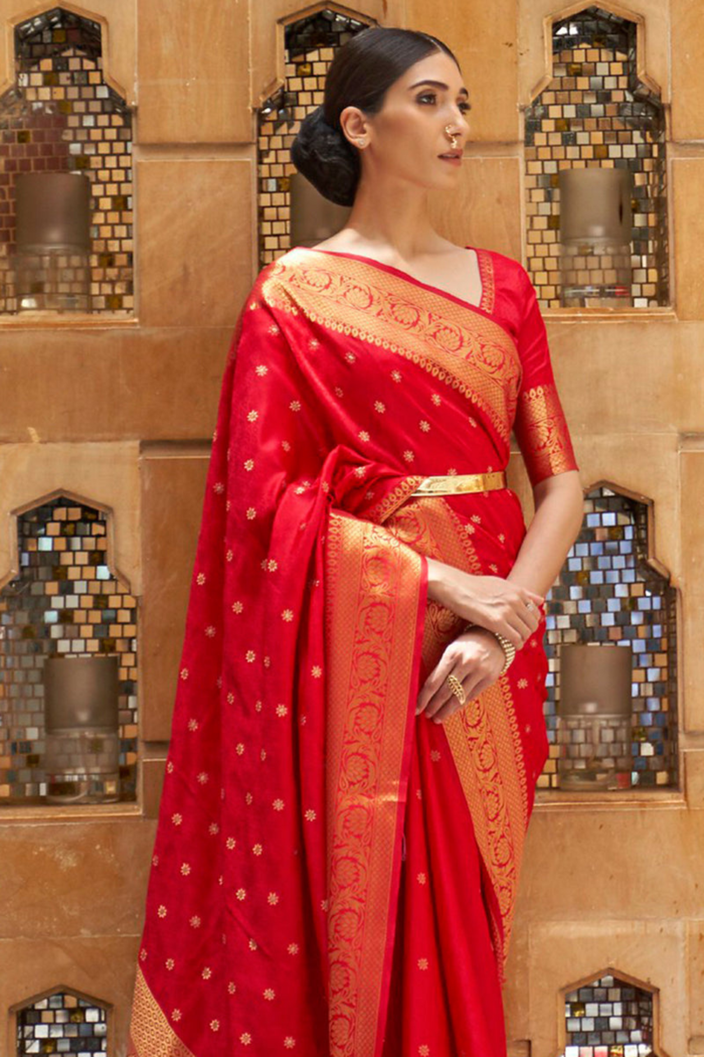 Red Pure Kanjivaram Soft Silk Saree