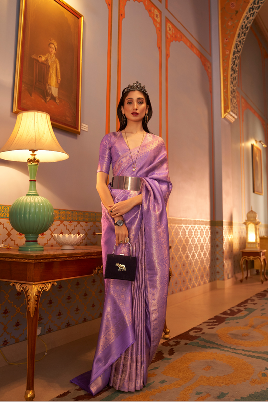 Trendy Lavender Kanjivaram Silk Saree