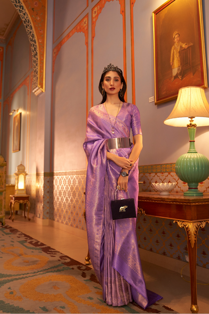 Trendy Lavender Kanjivaram Silk Saree