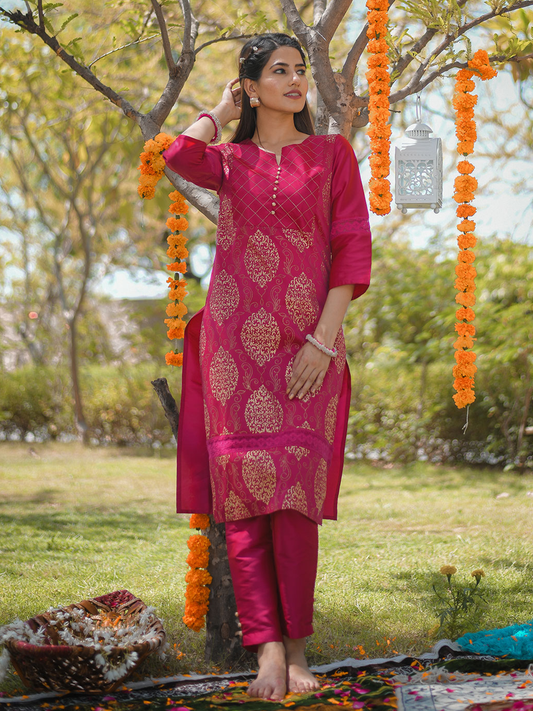 Lace Work Kurta With Pants