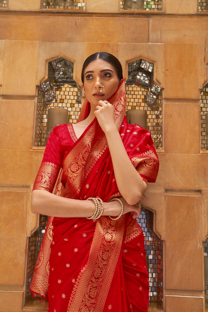 Red Pure Kanjivaram Soft Silk Saree