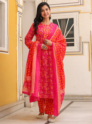 Women Floral Printed Cotton A-Line Kurta